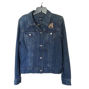 GAP Harris Leather & Silverworks Embroidered Cotton Denim Jean Jacket Size Large